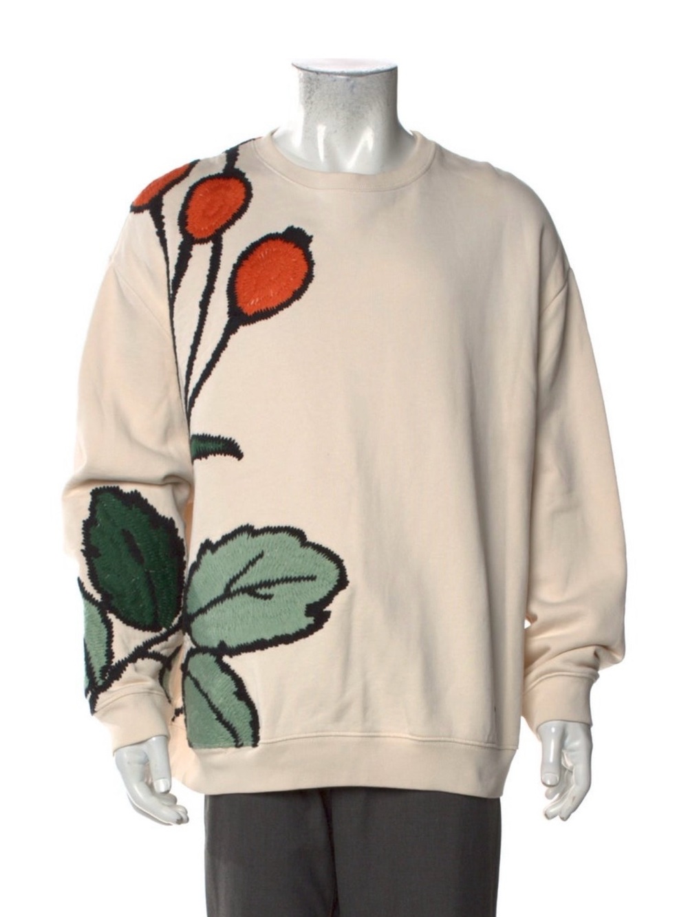 Loewe Cream Crewneck Sweater with Botanical Motif